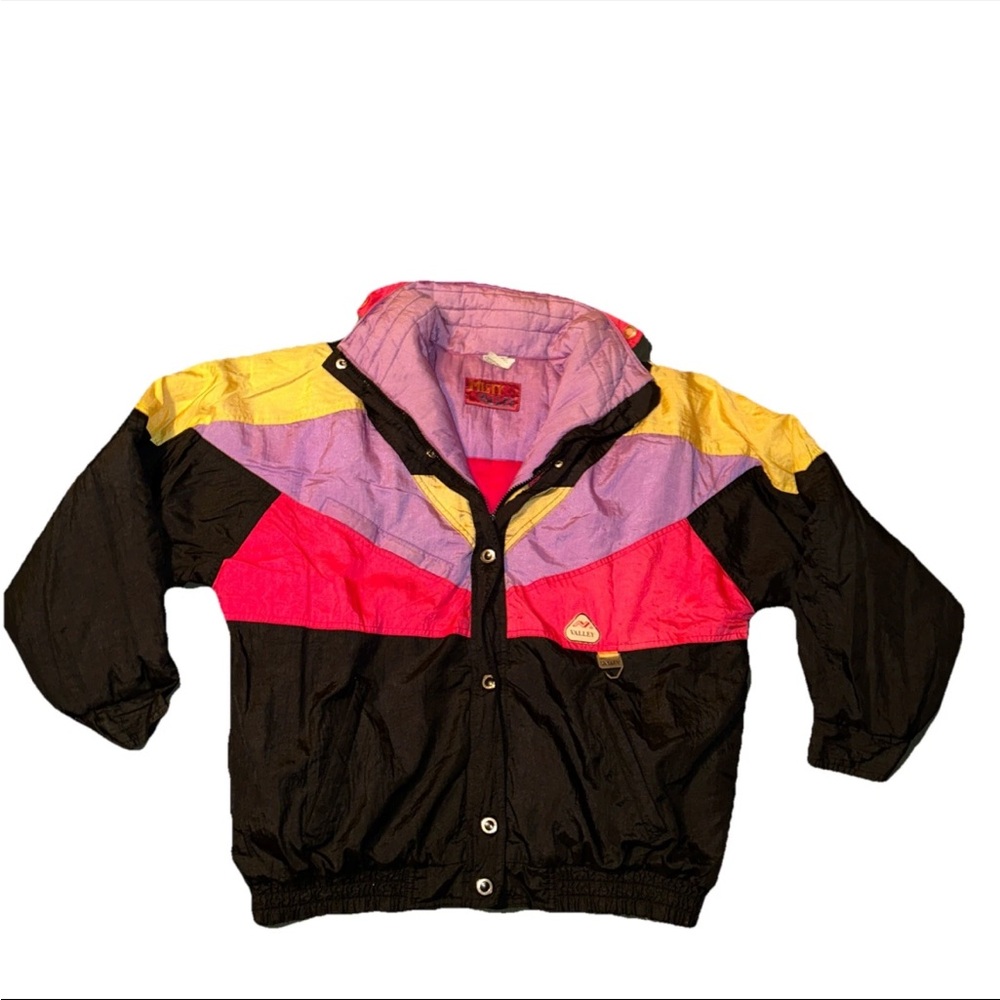 Vintage 1980s Misty Valley Colorblock Bright Puffer Jacket Fits Women's Large